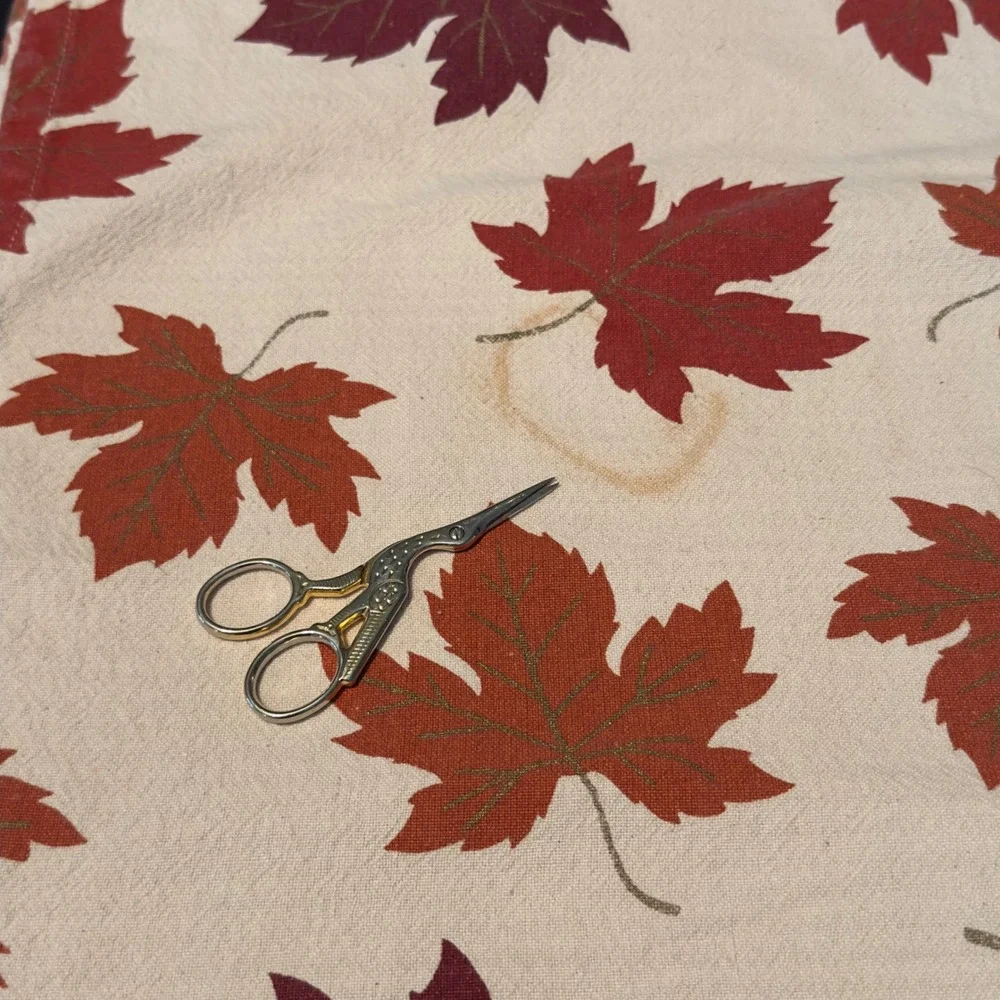 Maple Leaf Tablecloth Cream Orange Red Fall Harvest 51x64 Autumn Festive